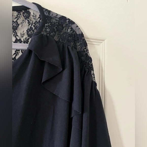 Calligraphie Brand Black with Lace Blouse women’s size Large - Picture 4 of 12